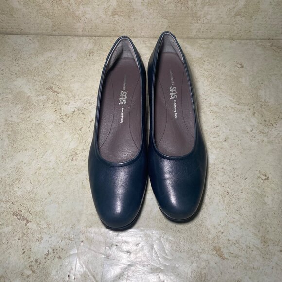 Womens Navy Leather Pumps By SAS Comfort Shoes Career Work Office - Picture 2 of 9